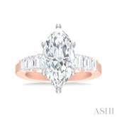 1 1/4 ctw Marquise Shape Emerald and Round Cut Diamond Semi Mount Engagement Ring in 14K Rose and White Gold